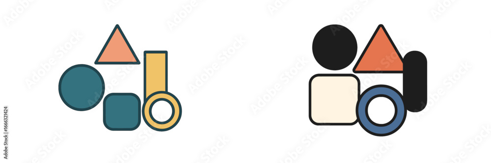 Poster vector illustration of abstract shapes in distinct colors and forms