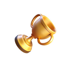 Shiny golden trophy displayed in 3d rendering isolated on a clean background transparent background
