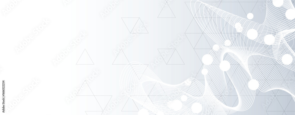 Poster technology and modern science banner or header. connected neural network