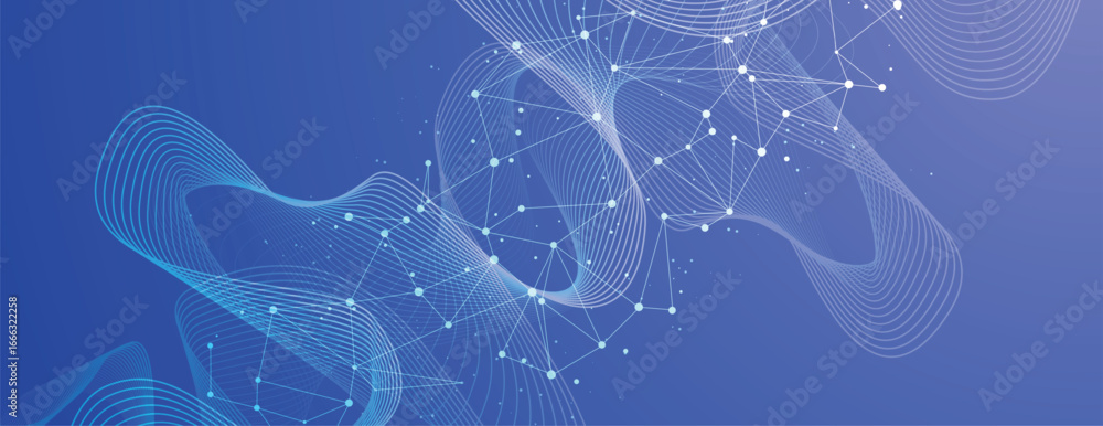 Aufkleber technology and modern science banner or header. connected neural network