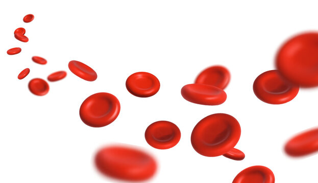 3d realistic vector background. Blood cells flowing in the artery on white background.