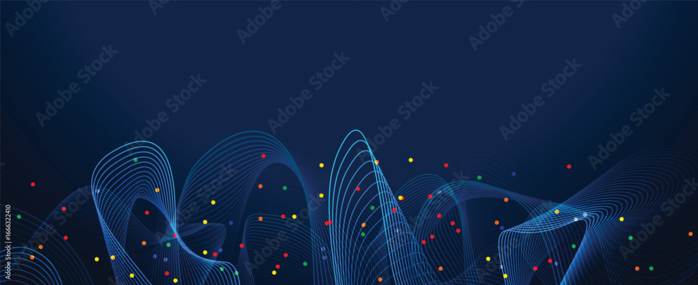 Poster technology and modern science banner or header. connected neural network