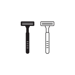 Pair of Razors Black and Outline Vector