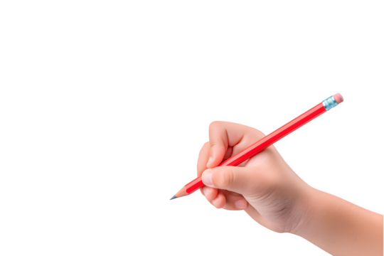 A child writing or drawing with a pencil
