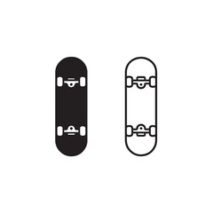 Pair of Skateboards Black and Outline Vector