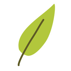 flat simple green leaf vector clipart isolated on transparent background