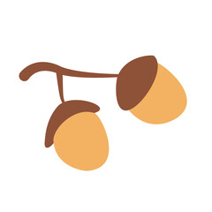 flat simple two acorns oak nuts vector clipart autumn squirrel food isolated on transparent background