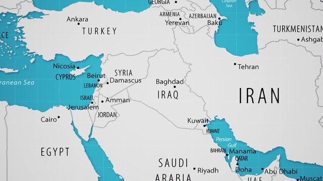 Iraq on the World Map with Animated National Flag