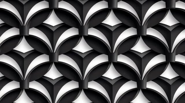 Geometric black and white pattern with interlocking shapes