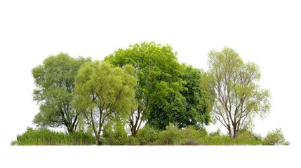 Group of different trees vegetation background isolated.