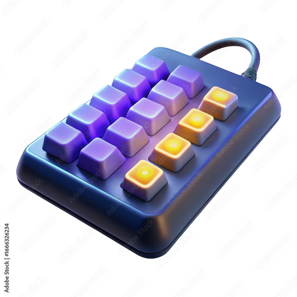 Fototapete futuristic 3d keyboard with illuminated keys and metallic finish for gaming or tech concepts transpa