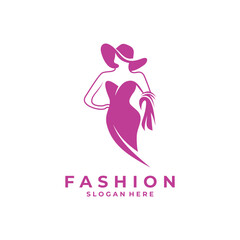 Dress Lady logo design vector template. Fashion logo design icon