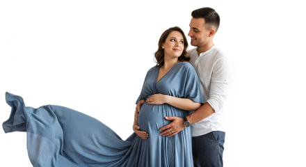 Pregnant Woman and Husband Posing Intimately