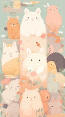 Obraz premium 3d gouach texture of diversity animal mammal cute representation.