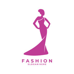 Beauty Lady dress logo design vector template. Beauty Fashion logo icon