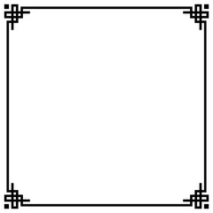 Square frame border with geometric ornate corners