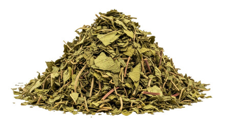 Isolated Pile of Dried Mint Leaves
