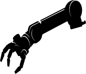A sleek and precise robotic arm in a black silhouette