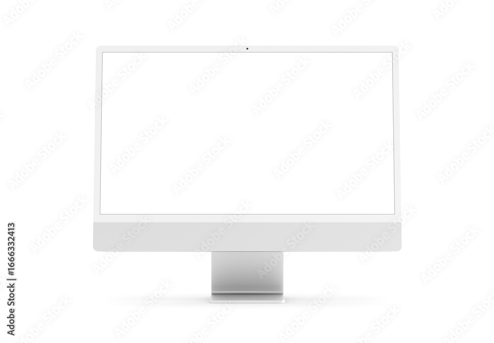 Fototapete modern computer screen isolated on transparent background. silver color. front view. 3d rendering