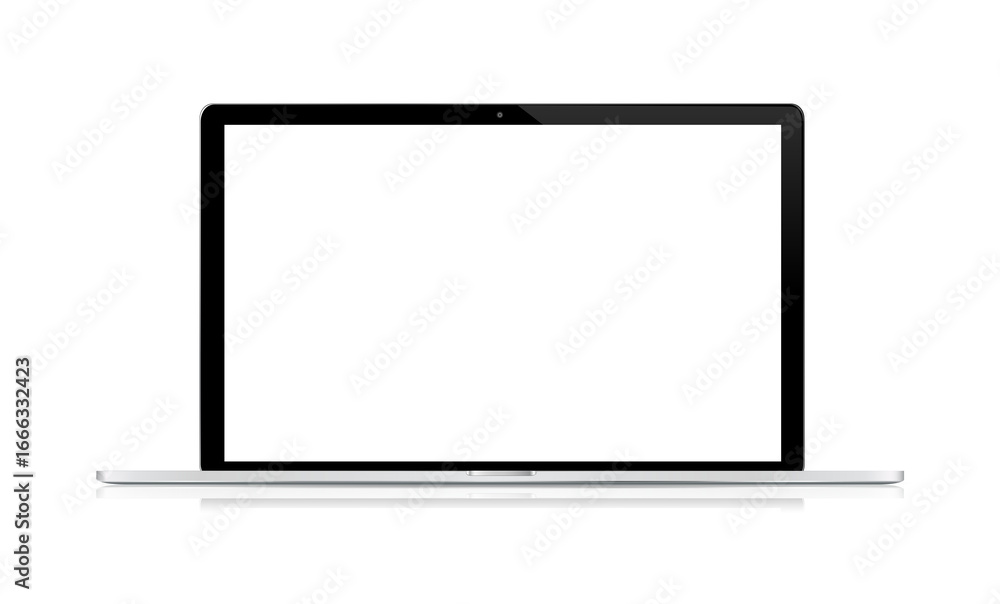 Fototapete modern laptop computer screen isolated on transparent background with shadows. 3d rendering
