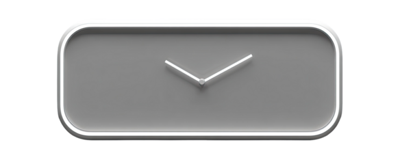 Rectangular wall clock, light gray, white hands