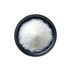 A pile of sugar served on a black plate for food photography
