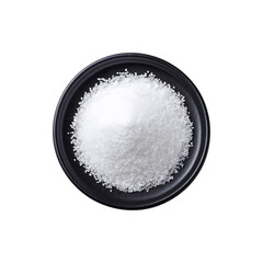A pile of sugar served on a black plate for food photography
