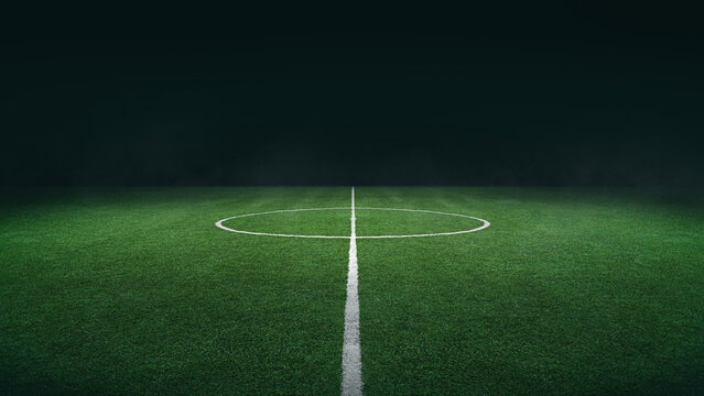 textured soccer game field with free copy space - center, midfield
