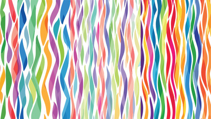 Abstract background featuring vertical wavy stripes in  variety of bright, translucent colors.