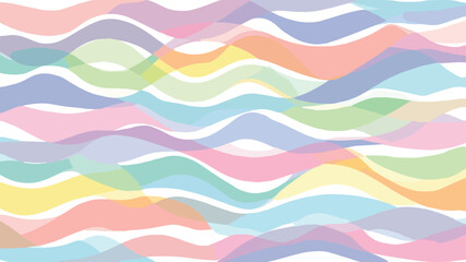 Abstract background with flowing pastel colored waves on  white background.