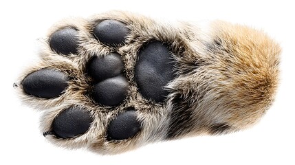 Furry Cat or Dog Paw on White Background for Animal Lovers and Pet Owners