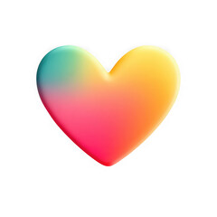 Vibrant gradient heart shape with soft edges isolated on transparent background