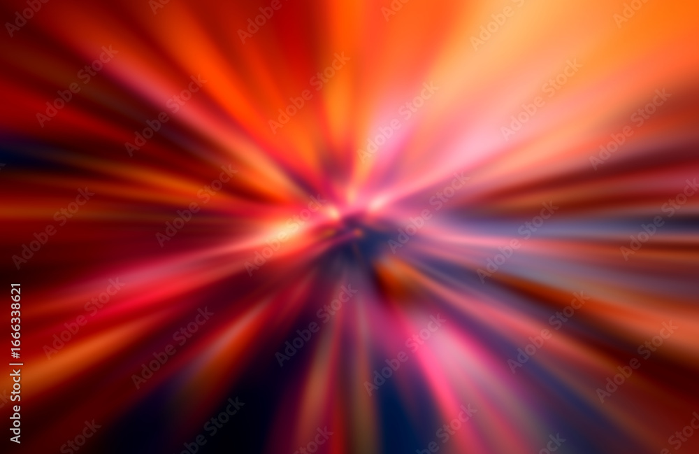 Poster abstract light burst with radiating warm and cool colors, creating a dynamic visual effect of speed 
