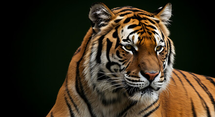 Fototapeta premium Majestic Tiger Portrait Striking Orange and Black Stripes