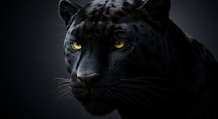 Obraz premium Majestic Black Panther with Intense Yellow Eyes