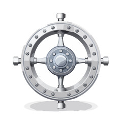 Fototapeta premium Steel wheel with bolts vintage machinery element graphic silver metal