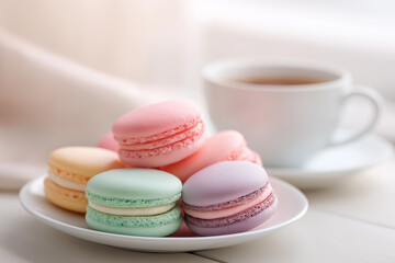 Obraz premium French macarons on a white background