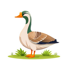 Obraz premium Illustrated Duck Stands Tall in Meadow Environment Animal Illustration