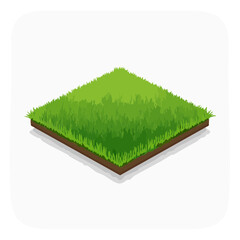 Isometric green grass patch detailed illustration graphic asset for game design or nature scenes