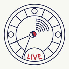 Live Record Line Icon with Circle Outline and Dot, SVG