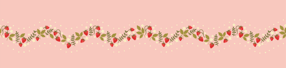 Cute hand drawn strawberry seamless pattern, lovely floral background, great for textiles, banners, wallpapers, wrapping - vector design
