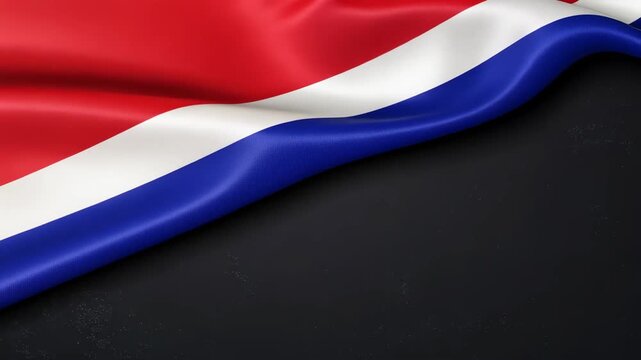 Waving fabric of the dutch flag on a dark background