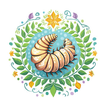 worm in floral wreath clip art preview