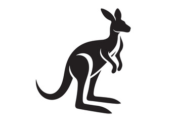 kangaroo logo silhouette vector, kangaroo logo vector illustration, wallaby logo vector silhouette, animal silhouette vector, wild animals kangaroo logo silhouette vector on white background.
