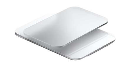 Two overlapping, light gray rectangular panels