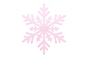 Pink snowflake shining on transparent background for winter projects