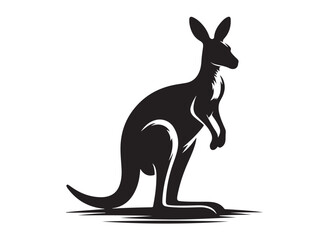 kangaroo logo silhouette vector, kangaroo logo vector illustration, wallaby logo vector silhouette, animal silhouette vector, wild animals kangaroo logo silhouette vector on white background.