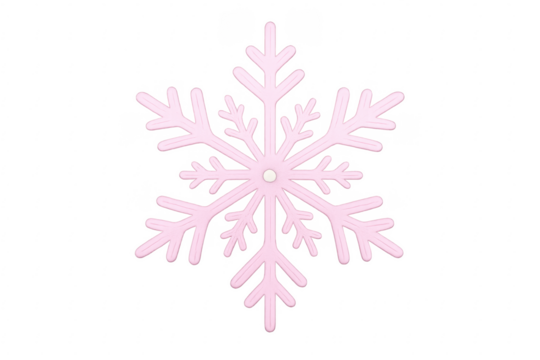 Pink snowflake shining on transparent background for winter projects