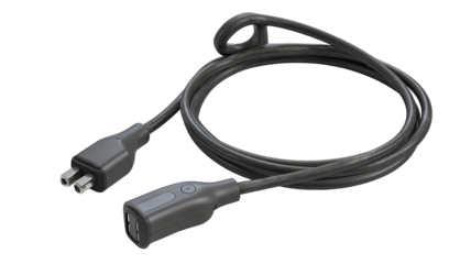 Gray coiled cable with connectors