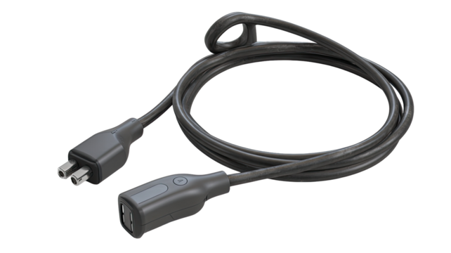 Gray coiled cable with connectors